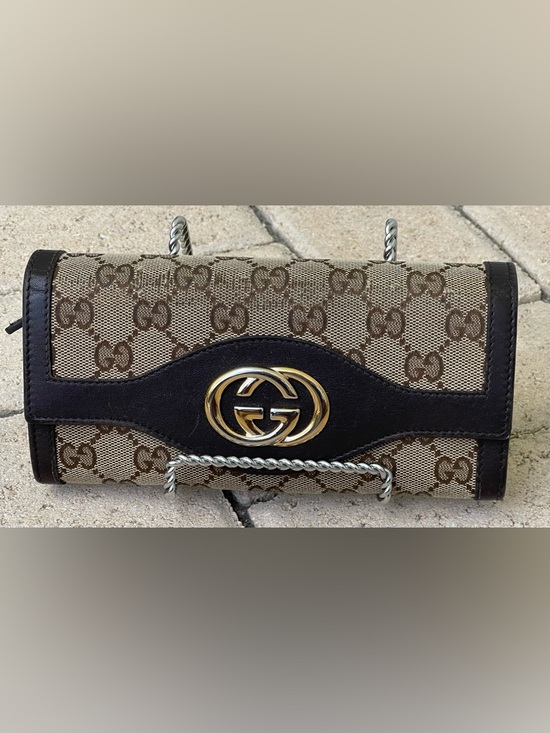 Gucci Handbags - Gucci GG canvas leather long wallet